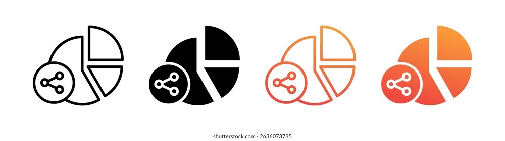 Cuota de mercado Multi Style Icon Set Vector