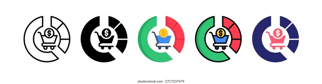 Cuota de mercado Conjunto de iconos de estilo múltiple Colección..