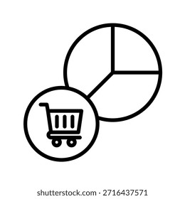 Ilustración vectorial de icono de esquema de cuota de mercado