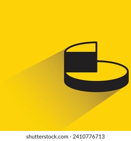 market share pie chart icon with shadow on yellow background
