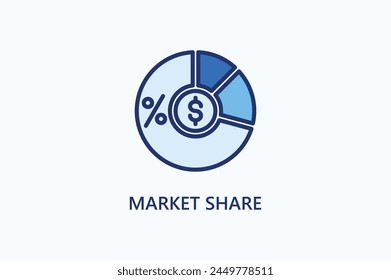 Market share vector, icon or logo sign symbol illustration