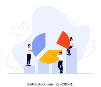 Market Share Vector Illustration Concept Showing a market share percentage using a pie chart, Suitable for landing page, ui, web, App intro card, editorial, flyer, and banner.