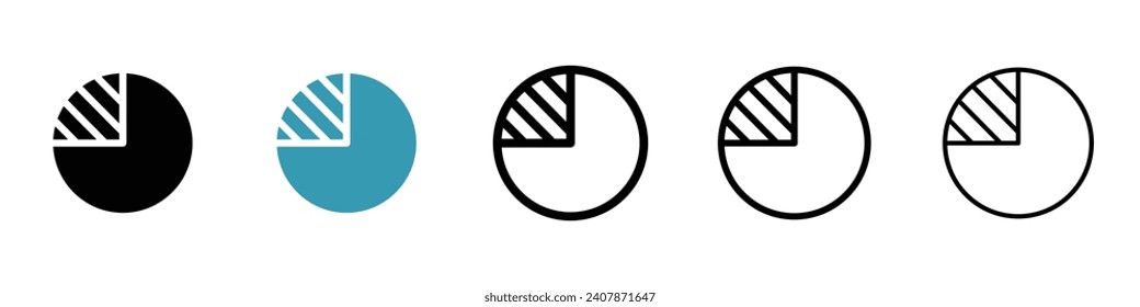 Market share vector illustration set. Company business profit pie chart icon for UI designs.