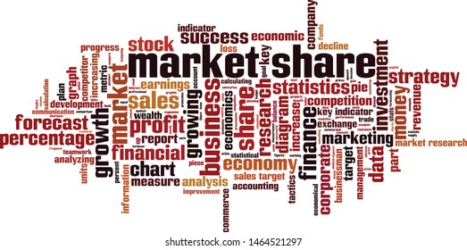 Market share word cloud concept. Collage made of words about market share. Vector illustration 