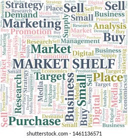 Market Shelf word cloud. Vector made with text only