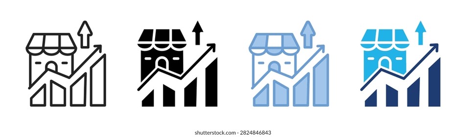 Market shift icon set multiple style collection