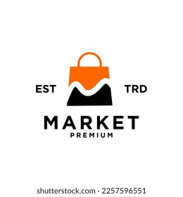 Market shop bag initial M logo icon design template modern
