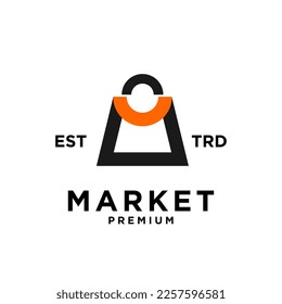 Market shop bag initial M logo icon design template modern