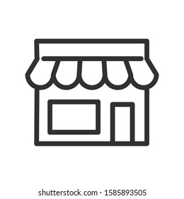 Market shop, building, small shop, linear icon. Editable stroke