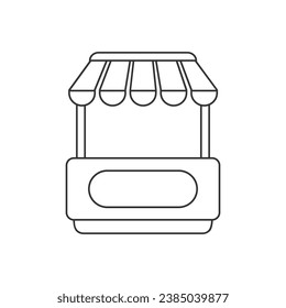 Market shop glyph line icon. Kiosk, store, retail graphic pictogram. Street food or cafe concept black flat label. Logo of commercial market place. Vector illustration isolated on white