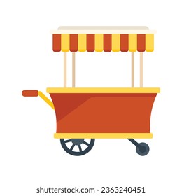 Icono de tienda de mercado vector plano. Comida de carrito. Carro móvil rápido aislado