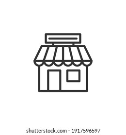 Market shop line icon. Kiosk, store, retail graphic. Street food Marketplace icon on white background.