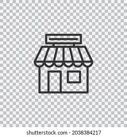 Market shop line icon. Kiosk, store, retail graphic pictograph isolated on transparent background. Vector.