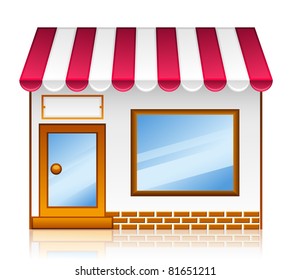 Market shop. Vector market shop icon set isolated on white background.