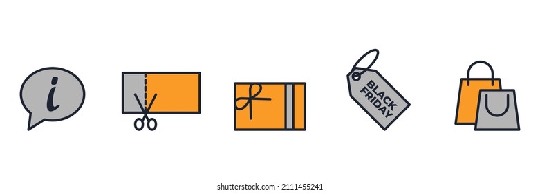 Market Shopping elements set icon symbol template for graphic and web design collection logo vector illustration