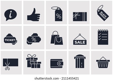 Market Shopping elements set icon symbol template for graphic and web design collection logo vector illustration