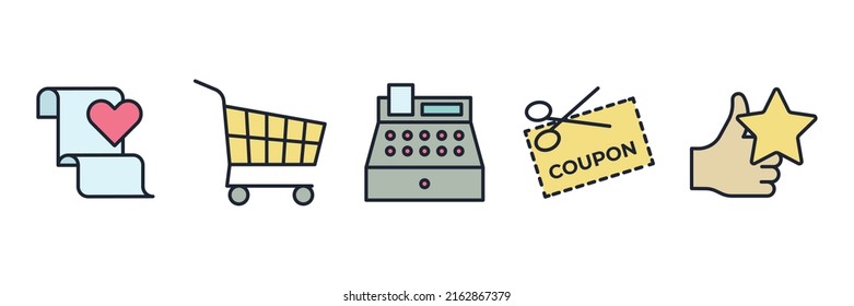 Market Shopping mall set icon symbol template for graphic and web design collection logo vector illustration