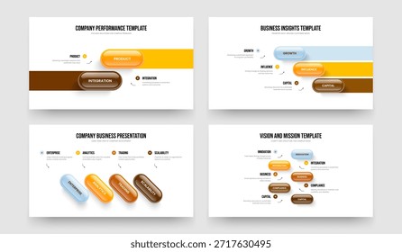 Colección de Ilustración vectorial de diseño de presentación de diapositivas de tres cuatro y cinco pasos. Propuesta creativa 2 3 4 5 Paquete de diseño de presentación de infografía de elementos.