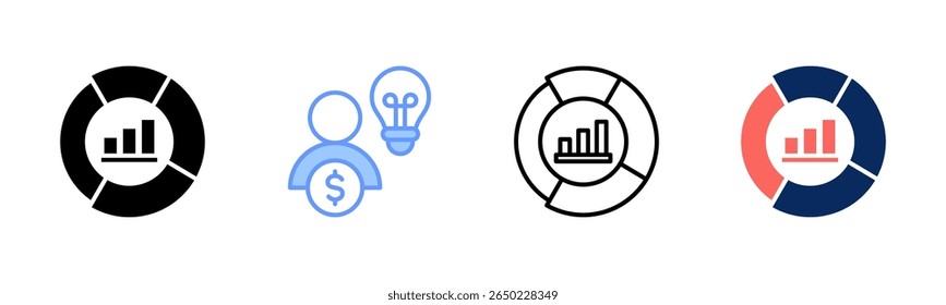 Market Size icon sheet multiple style collection