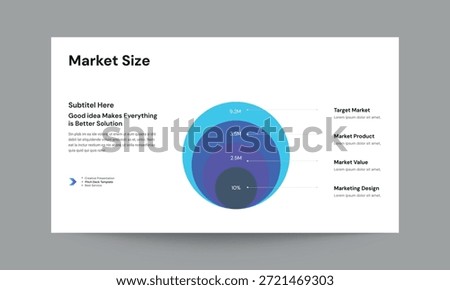 Market size slide presentation template with a clean, modern, and professional layout. Ideal for showcasing TAM, SAM, and SOM analysis, market potential, industry size, and growth opportunities in business and startup presentations. Fully editable and easy to customize, suitable for PowerPoint, Google Slides, and Keynote. Perfect for pitch decks, corporate strategy, and market research presentations.
