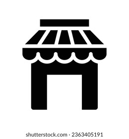 Market solid icon. Coffee shop and store building. building storefront for online market. Small business bookstore. local market place location. Vector illustration. design on white background. EPS 10