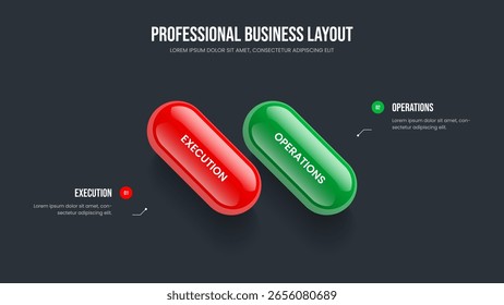 Market Solution Presentation Template Vector Illustration. Investor Portfolio Two Element Diagram Slideshow Design. Consulting Forecast 2 Step Infographic Slide Layout.