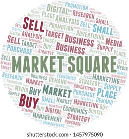 Market Square word cloud. Vector made with text only