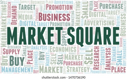 Market Square word cloud. Vector made with text only