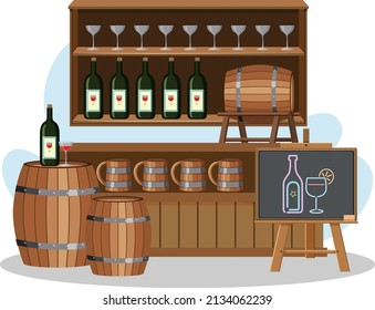 Market stall concept with beer shop stall illustration