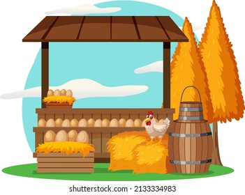 Market stall concept with egg shop stall illustration