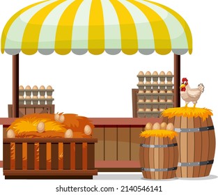 Market stall concept with egg shop stall illustration