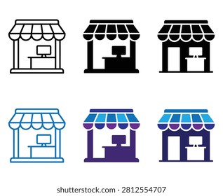 Market stall shop icon vector, isolated on transparent background. Online store symbol for e-commerce, retail, and shopping. Webshop design element. Business storefront illustration for trade and digital marketing.