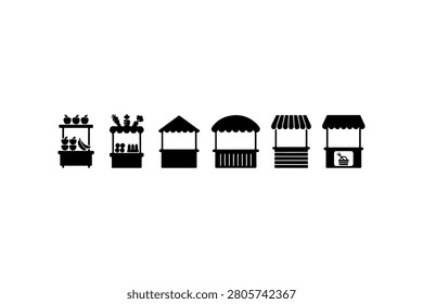 Market Stall Silhouette Vector Collection Set