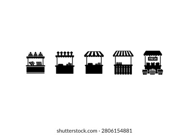 Market Stall Silhouette Vector Collection Set