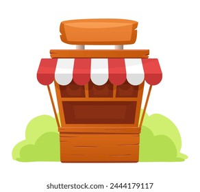 Market stall. Vegetable farm shop. Vector clipart isolated on white background.