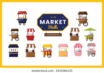 Market Stalls Illustration Vector Set