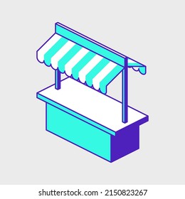 Market Stand Isometric Vector Icon Illustration