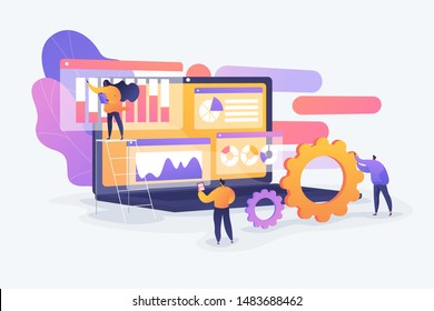 Market statistics analysis, marketing strategy development. Business research. Identify business needs, determine solutions, IT business problems concept. Vector isolated concept creative illustration