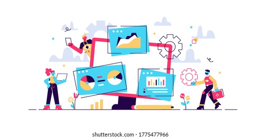 Market statistics analysis, marketing strategy development. Business research. Identify business needs, determine solutions, IT business problems concept. Vector isolated concept creative illustration