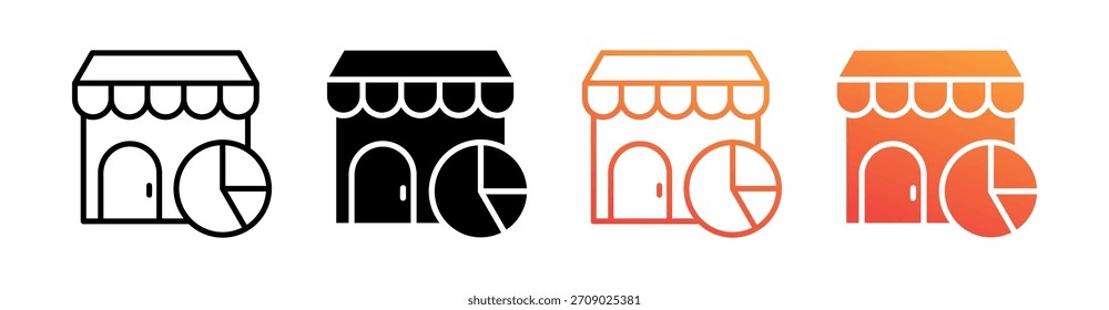 Market Statistics Multiple Style Icon Set Vector