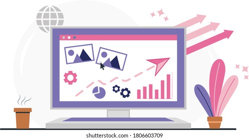 Market Statistics Start Up concept illustration Vector