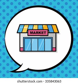 market store doodle, speech bubble