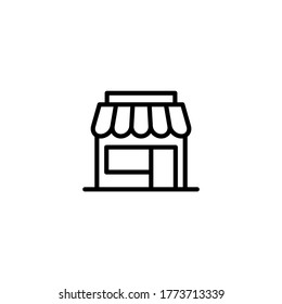 Market store icon, retail shop  in black line style icon, style isolated on white background