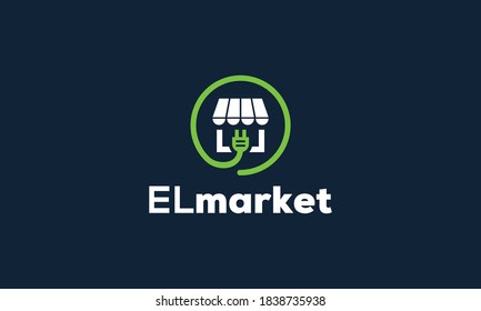 Market Store And Plug Vector Logo Design Template