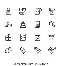 market store vector black icon set on white background