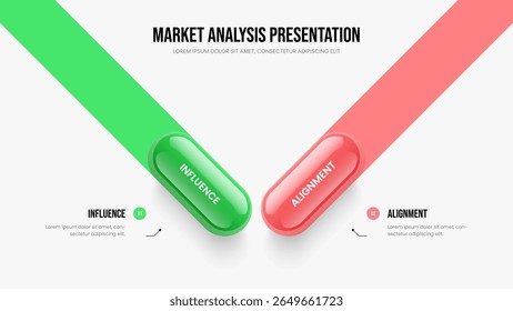 Market Strategy 2 Option Diagram Presentation Design. Product Growth Frame Layout Vector Illustration. Marketing Profile Two Step Infographic Slide Template.