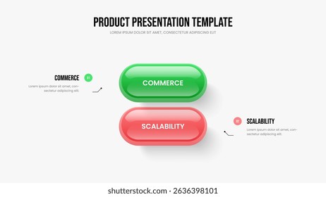 Ilustração de vetor de design de apresentação de slides de estratégia de mercado. Financial Analysis 2 Element Infographic Frame Layout. Modelo de Apresentação de Diagrama de Opção Dois do Relatório de Serviço.