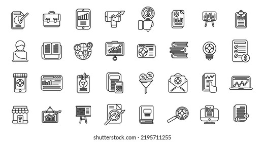 Market Studies Icons Set Outline Vector Stock Vector (Royalty Free ...