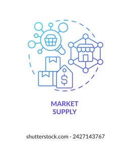 Market supply blue gradient concept icon. Products available for sale in market. Producers supplies. Round shape line illustration. Abstract idea. Graphic design. Easy to use in brochure marketing