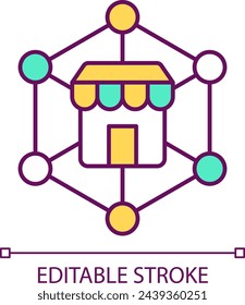 Market supply RGB color icon. Supply of all producers and sellers of product. Distribution system. Isolated vector illustration. Simple filled line drawing. Editable stroke